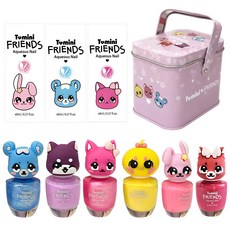 Toomini Friends 水性兒童指甲油6件組附鐵盒, 1個, 混合色