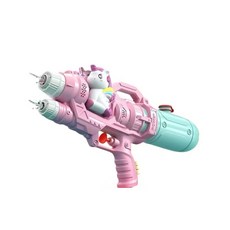 獨角獸造型雙管水槍 兒童夏日戲水玩具 大容量水槍, 粉色-小馬, 1個