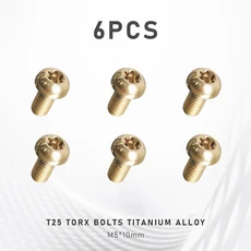 12pcs 자전거 디스크 브레이크 로터 토르크 볼트 T25 M5x10mm 티타늄 합금 MTB 고정 나사 컬러풀 사이클링, 04 6pcs TC4T25 Golden