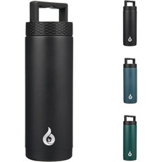 BJPKPK 단열 물병 식기세척기 안전 손잡이 포함 18온스 누수 방지 BPA 프리 열 플라스크 스포츠용 스테인리스 스틸 저그 아미 그린, 18oz, Black