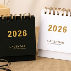 데스크 깔끔한 책상 탁상 미니달력 휴대 디자인 가능한 2026 캘린더, 블랙