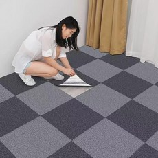 自粘地毯大面積拼接方塊客廳辦公室全鋪地板鋪墊防滑水泥地直接鋪 副廠商品, 兒童爬行墊拼接 淺灰配深灰 各一半,5平米 60釐米X60釐米/14片, 1個