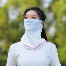 透氣孔防曬面紗女夏季透氣冰絲遮臉面罩騎行遮陽防紫外線掛耳面巾升級版-衝孔漸變藍粉默認顏色