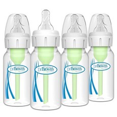 닥터브라운 옵션스 플러스 내로우넥 1단계 젖병 250ml 핑크플로럴 4팩.., 투명, 113.4g(4온스), 4팩