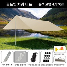 대형 타프 어닝 4m 텐트 차박 코팅 그늘막, 실버아웃 4.5x6M 2.2cm 포함