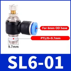 Air SL 1/8 1/4 3/8 1/2 속도 제어 공압 피팅 스로틀 밸브 컨트롤러 4 6 8 10mm 호스 튜브 빠른 연결 조절, 01 1pcs