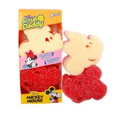 Scrub Daddy 미키 & 미니 마우스 접시 스폰지 - 주방 2개 및 스크럽 엄마 스크러버 포함 양면 냄새 방지 긁힘 스페셜 에디션 세트 4개 186470, Scrub DAD 대드dy 미키 & 미니 마우스 접시