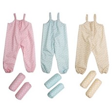 나와니스 유아동 모래 미술놀이 방수 놀이복 토시 세트, 핑크퍼피