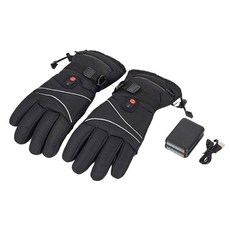 智能溫控電熱手套，觸屏操作，防風防水，全手指加熱，三段溫度調節, 黑色+5000毫安培電池1對, 電熱手套