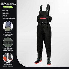 雙層護膝加厚耐磨涉水雨褲, 加肥加大+大口袋/黑色,44, 黑色, 加肥加大+大口袋, 44