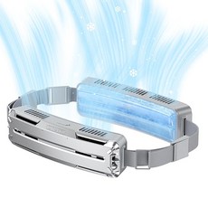 NORMIA RITA 1초 인스턴트 쿨링 벨트 부착 팬 PCM 얼음 느낌 소재 휴대용 팬 야외 작업 통근, 실버