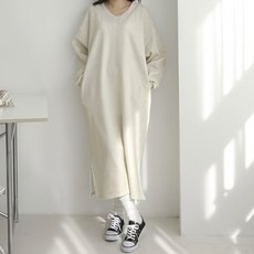 Borimom刷毛V領長寬鬆孕婦連身裙 R220