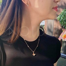 노이드비 써지컬스틸 나비한마리 스틱 믹스체인목걸이