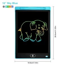 태블릿 전자 필기 패드 12 인치 그리기 LCD 화면 어린이를위한 디지털 그래픽 장난감, 02 12 Inch Sky Blue