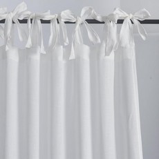 Gisewood 화이트 타이 탑 리넨 면 혼방 커튼 창문 트리트먼트 거실용 드레이프 243.8cm(96인치) 길이 침실 농가 러스틱 커튼 화이트 패널 2개 107034