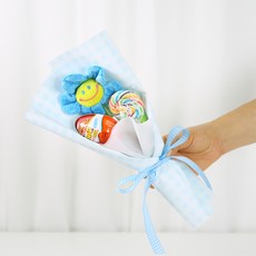 스마일꽃 오로라 킨더조이 꽃다발, 블루