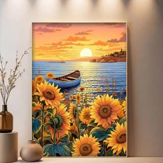 보석십자수 액자형 해바라기 재물 꽃밭 정물화 십자수, 프레임 + +, 50 x 65, 선플라워 씨 3