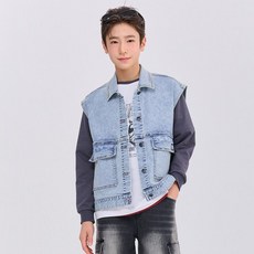 [오션스카이] 공용 카라 데님 베스트-FAJG7351B0D
