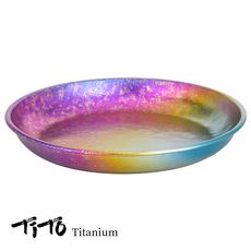 티토 티타늄 캠핑 원형 접시 플레이트, 22cm, 레인보우블루