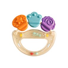 DFMEI 新生嬰兒磨牙啃咬食品級硅膠牙膠 可水煮食品級搖鈴牙膠, 1個, 如圖, 橙色