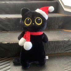 대형 고양이인형 애착 뚱냥이 장식 검은고양이 블랙 바디필로우 모찌 냥이, 1개, I. 검정 고양이 크리스마스