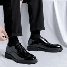 남성용 영국식 비즈니스 정장 더비화 블랙 소프트 가죽 캐주얼 신발