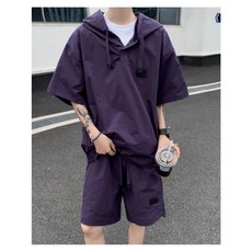 男士連帽短袖運動套裝 輕薄透氣休閒套裝