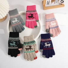 스마트폰터치장갑 안감 기모 루돌프 눈꽃사슴 스마트폰 터치장갑 opp포, 모카