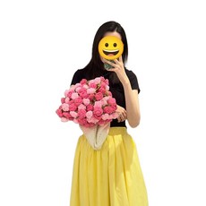 꽃다발담요 뜨게꽃 블랭킷뜨기 가정용 도안 실뜨기 로즈 블라썸 블록 85cm, 코랄 레드 로즈 부케