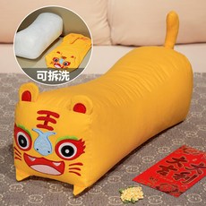 國潮虎頭醒獅 新款喜慶家居裝飾 毛絨可愛 多功能椅墊 加厚坐墊屁墊, 黃老虎抱枕靠墊【帶內膽可拆洗】,50x20cm