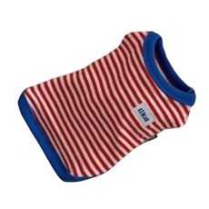 福媽寵物 小型犬條紋撞色背心 超彈力精梳棉防曬衣 S~3XL, 紅白條紋, 1個