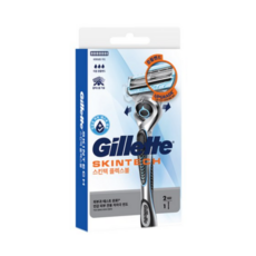질레트 정품 스킨텍 매뉴얼 면도기 핸들 + 여분날 2p, 1세트