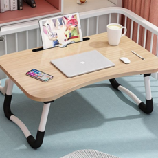 베드 테이블 간이 서브 작은 노트북 테이블 책상 가벼운 접이식 캠핑용 개인용 테라스 휴대용 가정용, 블루