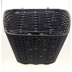 塑料帶蓋自行車車籃：防塵防水、堅固耐用、大容量置物籃, 黑色塑料車籃送螺絲墊片, 1個