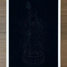 지장보살 금필 DIY 색칠 채색 부처님 그림 그리기 세트 사경 불교, C. C형, A. 크기는 약 19cm x 26.5cm입니다, 1