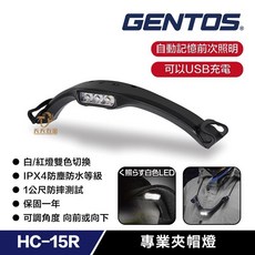 GENTOS HC-15R 專業夾帽燈 USB充電 160流明 IPX4 帽簷燈 登山燈 頭燈, 1個