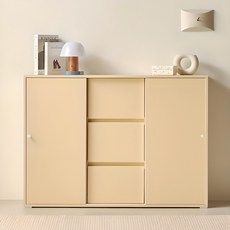 룸앤디 국내 제조 스르륵 슬라이딩 3단 일반형 수납장 방문설치, 버터