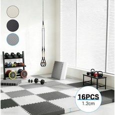 Kemei 소음방지 홈짐 퍼즐매트 16P 논슬립 매트 방수, 그레이, 16개