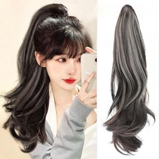 포니테일 집게핀 가발 투톤 레이어드 청순섹시 아이돌 룩 개성 볼륨 숱보강 초간편 헤어, 1개, 깊은 갈색
