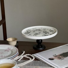 蛋糕展示盤 點心盤 首飾收納擺件 水果盤, 黑色木質高腳