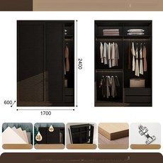 붙박이장10자 맞춤가구 10자 무몰딩 거실 옷장 안방, 조립형, 옷장 1 7 2 4 슬라이딩 도어 옷장 C