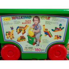 台灣製造 180片積木桶 兒童積木 智力積木 兒童積木車, 1個