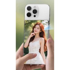 후면 셀카 모니터 스크린 핸드폰 휴대폰 후면 장착형 셀카 원격제어 브이로그 촬영 미러링, 1개, (안드로이드/애플공용)+회색자석실리콘케이스