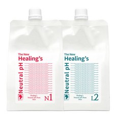 더 뉴 힐링스 뉴트럴 pH 펌제 손상모 500ml+500ml (2제액상) 중성펌제 전문가용 살롱펌, 2개, 500ml
