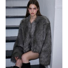 ROSEFRANTZ Overfit Mix Fur Jacket [Gray], Gray, FREE