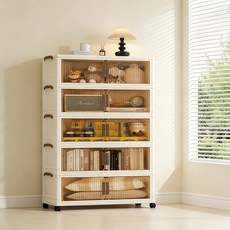 자홀포 대용량 다용도 수납장 다용도 거실 방 모듈수납장 60cm, 투명색*4단