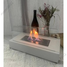 安心購 桌上型壁爐暖爐 氛圍燈 酒精壁爐 小型便攜式火爐 取暖 玻璃氛圍燈 氣氛燈 金屬 小暖爐 酒精桌上壁爐, 長方形優雅白