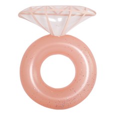 跨境新款亮片鑽石游泳圈成年人泳池派對泳圈水上充氣浮排運動用品, 1個, 粉色亮片泳圈:100*134