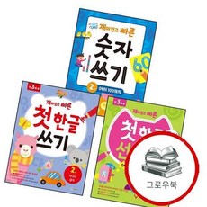 재미있고 빠른 첫 한글 쓰기 2 가나다 글자 + 준비 선 긋기 모양 따라 + 숫자 (전3권) 세트 추천도서, 없음