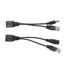 비디오 및 전원 어댑터 케이블이 포함된 JIENUO POE 스플리터 방수 RJ45 12V-48V IP 카메라 익스텐더용 공, [01] 옵션1, 1 pair black